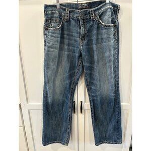 Silver Gordie distressed jeans 36x32 men’s relaxed straight leg Silver brand